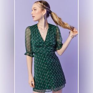 Francesca’s Collections Green Samantha Button Down Medallion Mini Dress Summer
